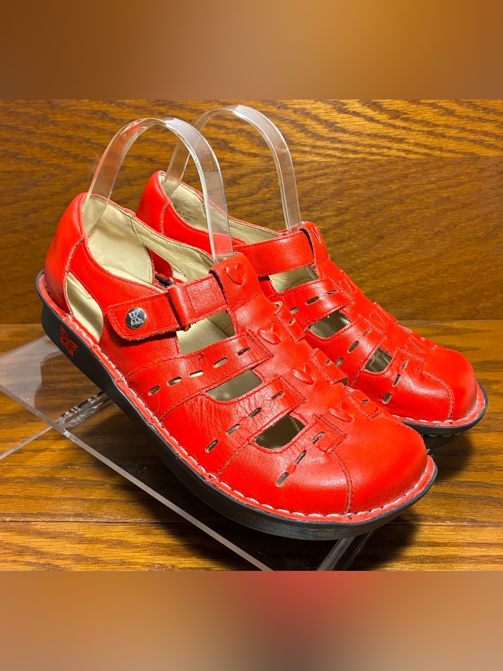 Alegria Pesca Tomato Red Leather Fisherman Sandals EU 37 US 7-7.5